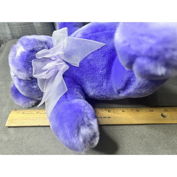 Commonwealth Purple Bear Plush Stuffed Animal Toy Teddy Bow Heart Nose 10 Inch - Picture 13 of 13